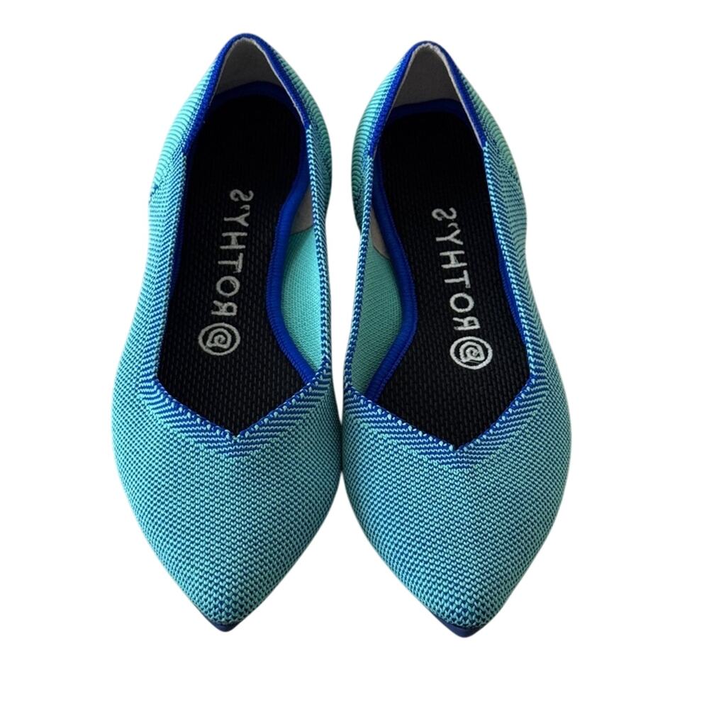 Rothy's The Point Aquamarine Blue Washable Knit Ballet Retired Flats Rare Size 7 - Picture 4 of 8